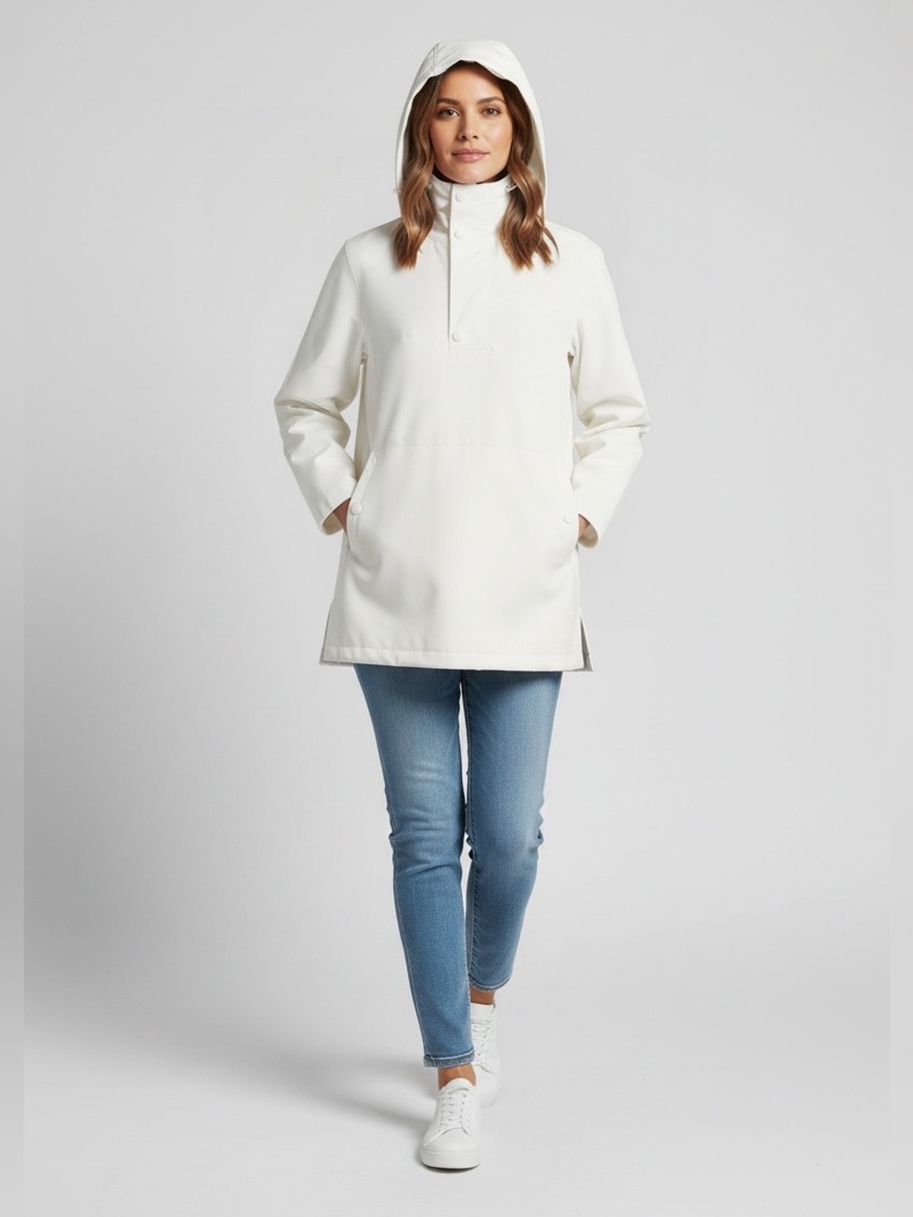 Eileen Fisher Ivory Hooded Jacket Size XS New